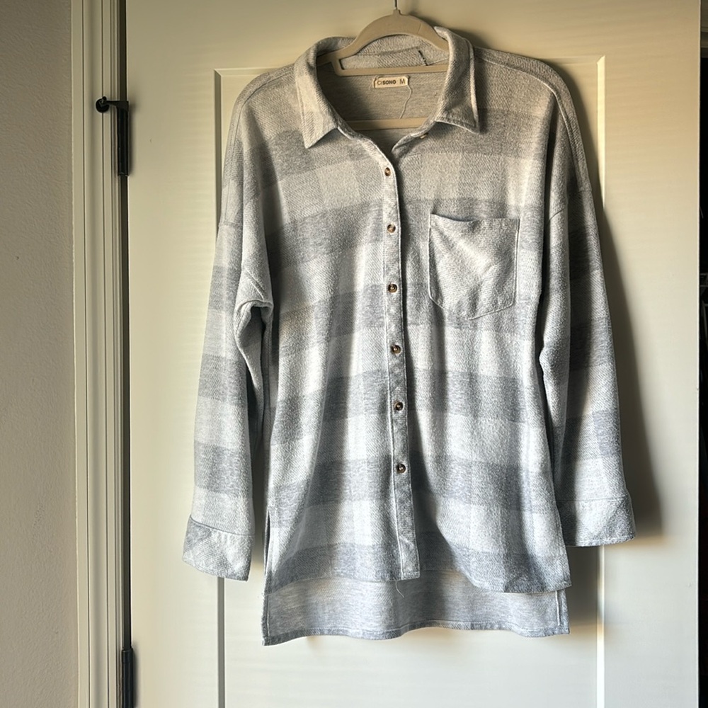 CiSONO women’s grey and white flannel size medium